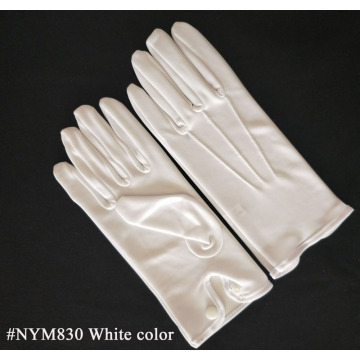 White Nylon Formal Mens Gloves with Snap Closure