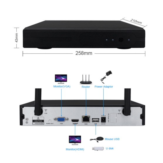 8 Channel Wireless  NVR Kits 1080P