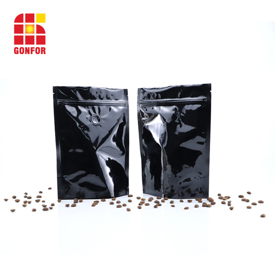 Black Aluminum Foil Pack coffee bags with valve