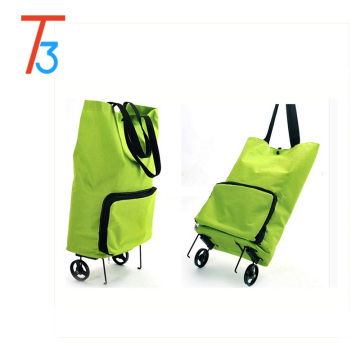 With Wheels Canvas Collapsible Reusable Foldable Rolling Shopping Bag