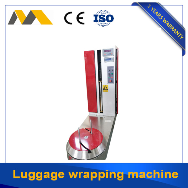 Airport baggage wrapping machine for protecting baggage