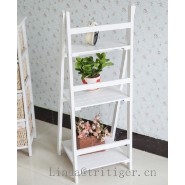 Cheap 5-Tier wood Corner Ladder storage display foldable Shelf bookcase