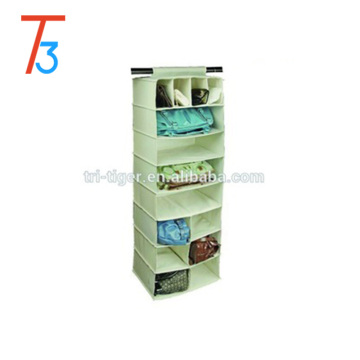 8 shelf 14 pocket Folding Multi-purpose Fabric Hanging Closet Organizer