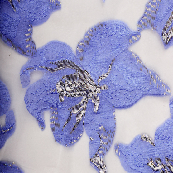 Blue Purple Floral Mesh Jacquard