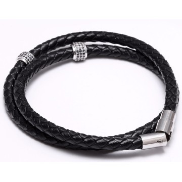 Black cowhide magnetic buckle bracelet