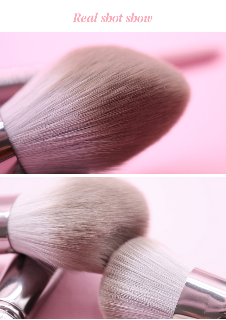 12 Pcs Pink and Sliver Makeup brushes set