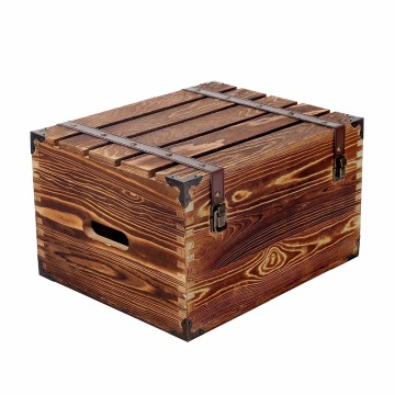 Rustic Storage Box Wood 6 Wine Bottle Case with Handles