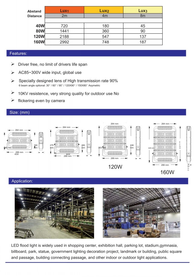 160W Driverless flood light