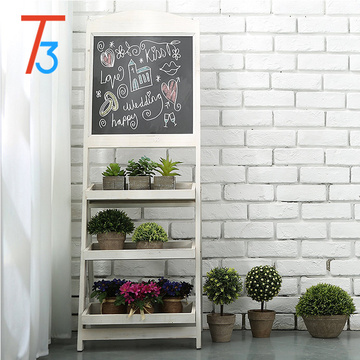 indoor wooden flower stand with 3 display shelves