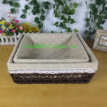 Decorative corn husk straw weave nesting Storage Basket Set