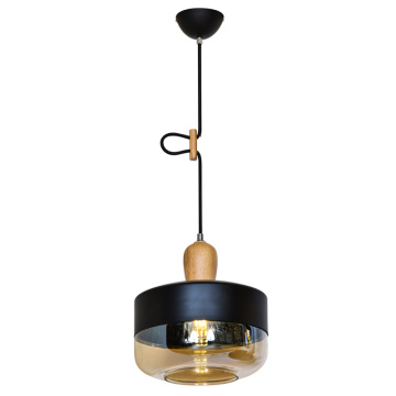 Hot sell glass pendant lamp with wood material