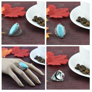 Women's Fashion Oval Zircon Synthetic-Turquoise Ring