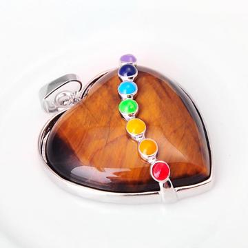 Natural Heart Gemstone Pendant with Seven Chakras Stone