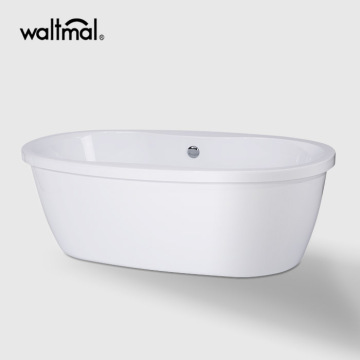 Center Drain Bathtub with Fluted Shroud in White