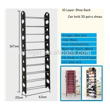 Can be portable 10 tiers iron shoe rack simple designs