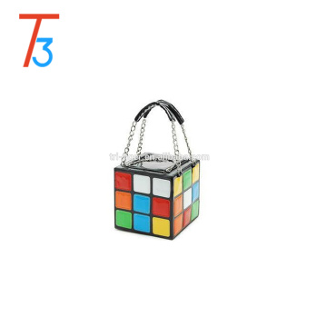 New Style Colorful Magic Cube Tote Bag Fashion Handbag PU Leather 15*15*15 cm