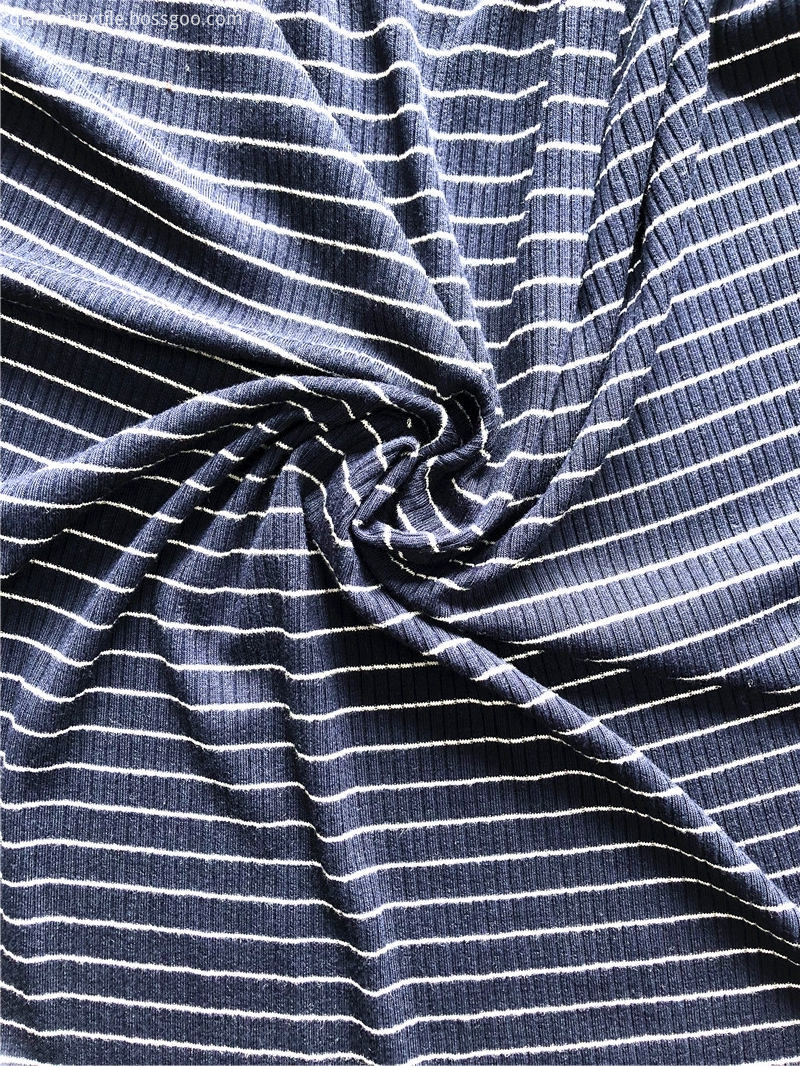 Rayon Spandex Rib Striped Knitted Fabric