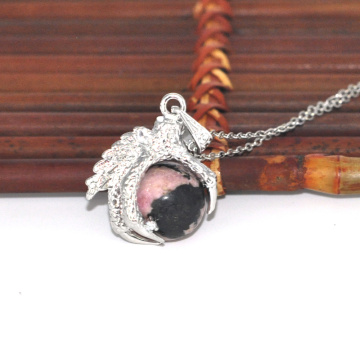 New Products 2016 Charm Jewelry Rhodonite Sphere Dragon Ball Claw Pendant