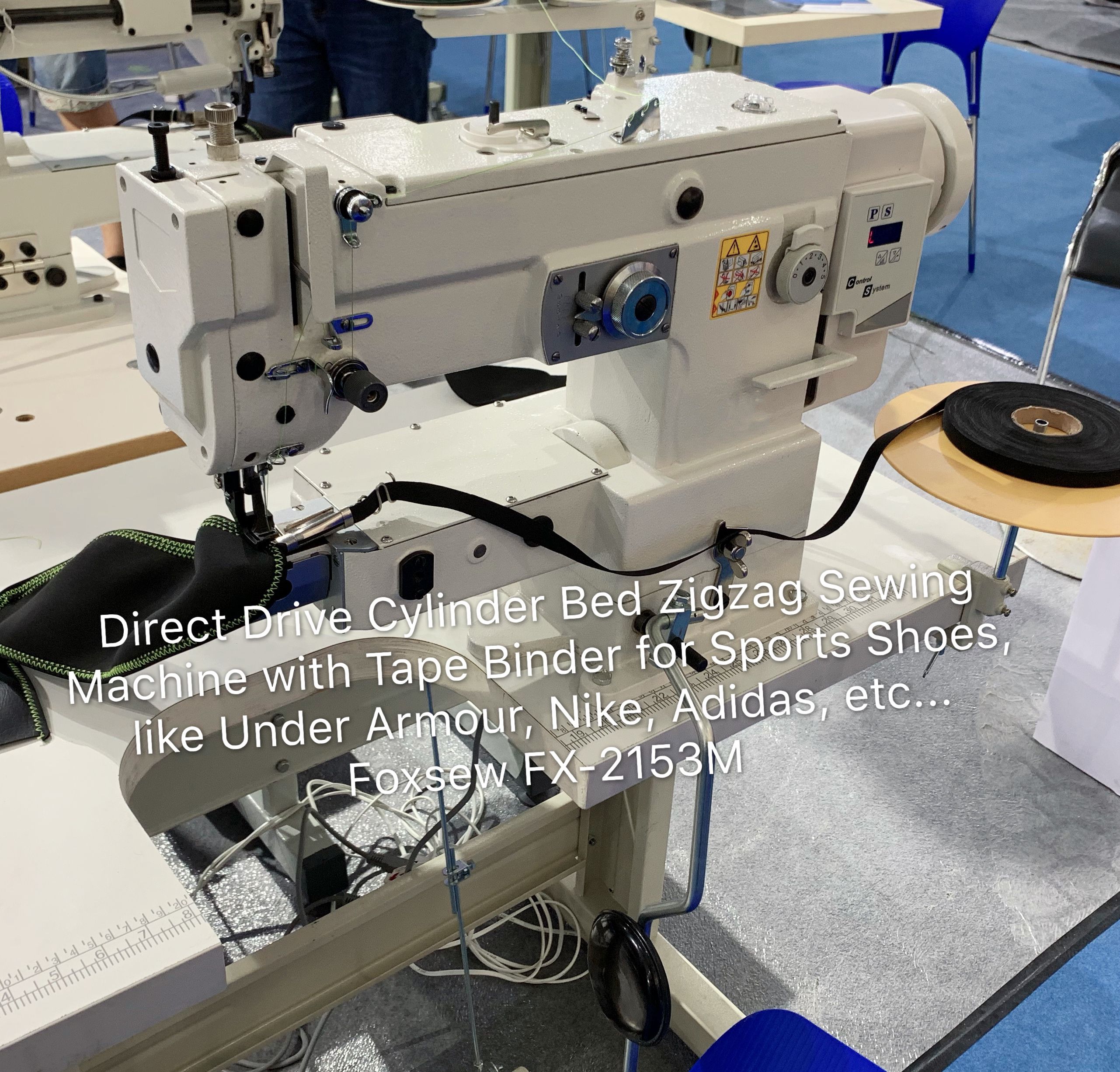 Direct Drive Cylinder Bed Zigzag Sewing Machine For Tape Binding On Sports Shoes Foxsew Fx 2153m 01 003
