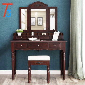 6 Organizers makeup dressing table designs with cushioned stool