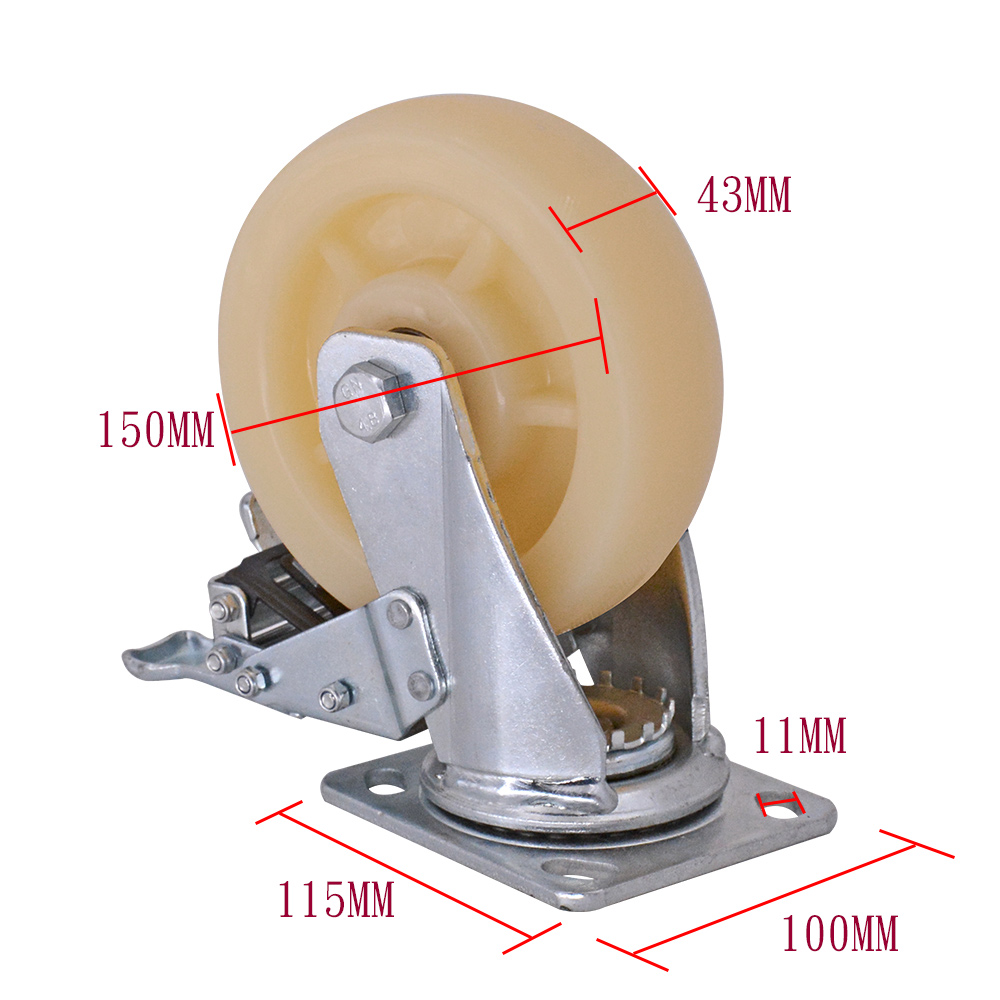 6 Inch Pp Caster Wheel With Brake