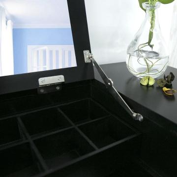 Vanity Table Set Makeup Jewelry Flip-top Mirrored Dressing Table Stool Set, Black