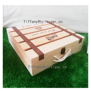 Customized logo design gift wooden shipping wine box