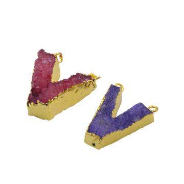 Colorful Crystal Alphabet Letter V Pendant Necklace