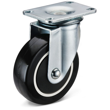 Light Duty Industrial Flat Plate Swivel Black Rubber Wheel Caster with Side Brake