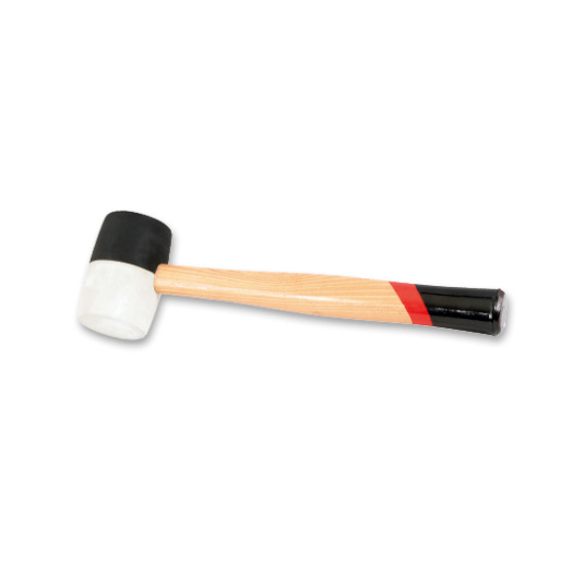 Black and white rubber hammer with wooden handle  24oz