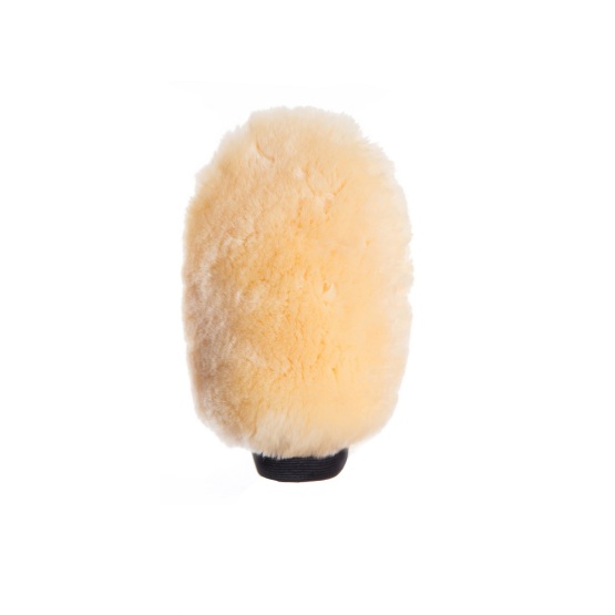 One sided natural sheepskin grooming mitt pro white