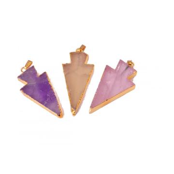 Gilding 18K Natural Gemstone Crystal Jewelry Arrow Pendant
