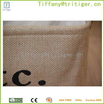 Foldable fabric basket printed cotton jute storage box fabric Storage Basket