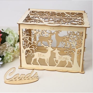 Wooden Gift Rustic Hollow Wedding favor Box with Lock