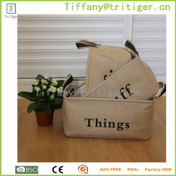 Foldable fabric basket printed cotton jute storage box fabric Storage Basket