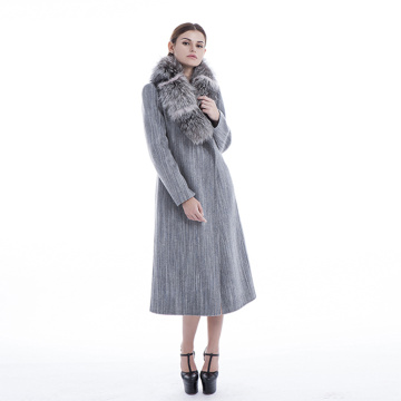 Fashionable grey cashmere winter coat