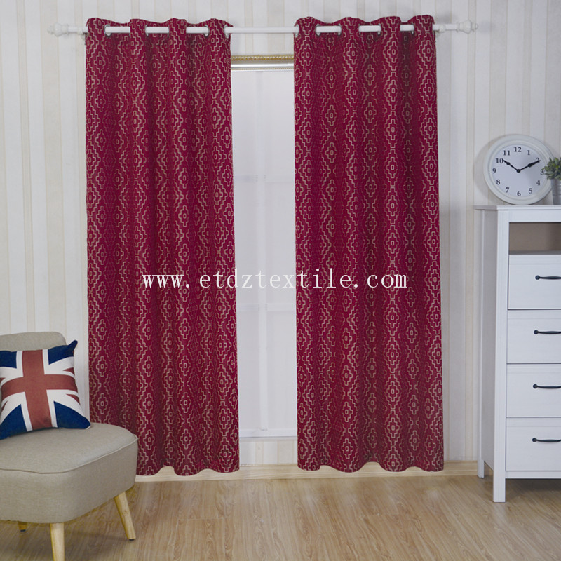 2016 Red Color Modern Design Window Curtain Fabric GF026