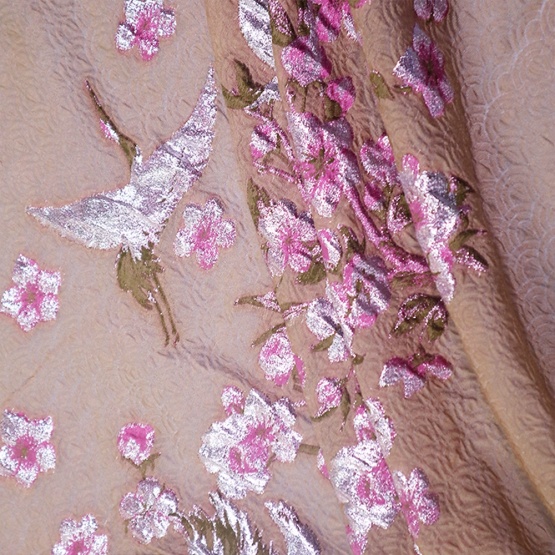 Brown Floral Pink Jacquard Brocade