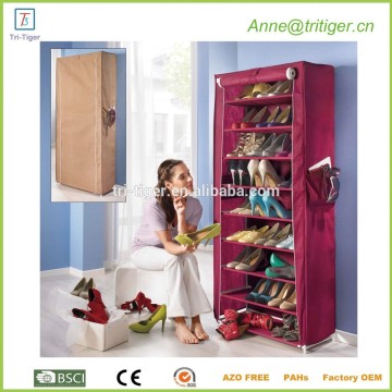 9 tier dustproof fabric sliding door shoe cabinet