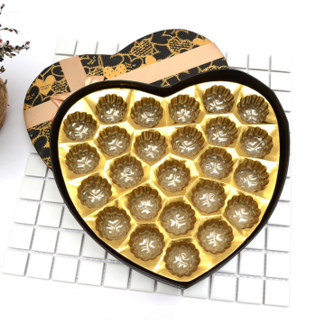 Empty heart shaped chocolate box