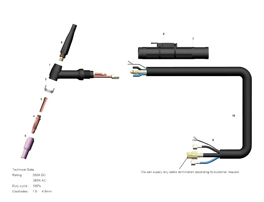 308tw Water Cooled Tig Welding Torch