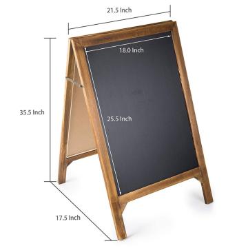 A-Frame Rustic Natural Wood Chalkboard Sign, Double Sided Advertisement Display Sign