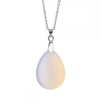 Opal 28x35MM Waterdrop Pendant Necklace with 45CM Silver Chain