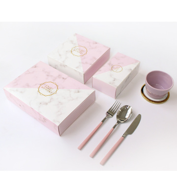 Pink marble pattern paper box for food