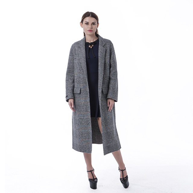 Grey striped cashmere overcoat