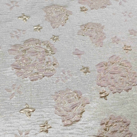 Pink Silk Satin Damask Jacquard Fabric