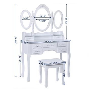 modern Large-capacity movable white dressing table furniture