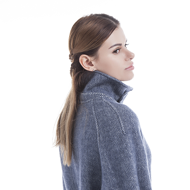 Standing collar cashmere coat profile