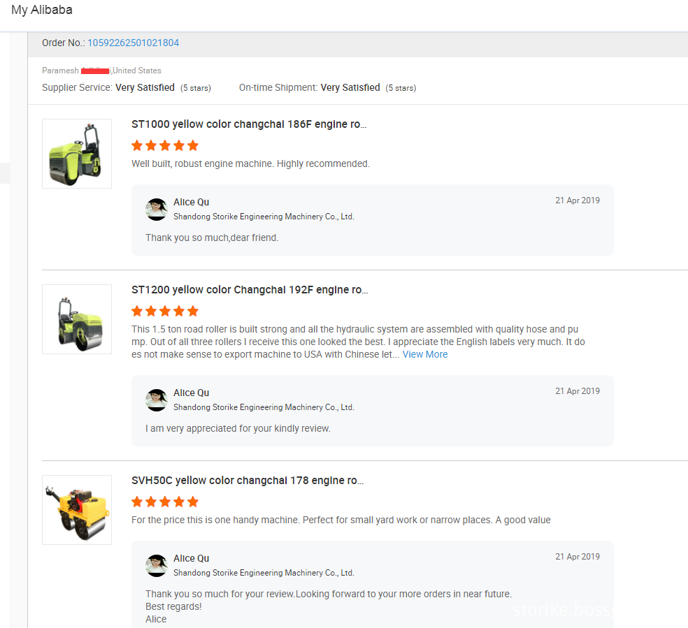 Customer Feedback Of Road Roller