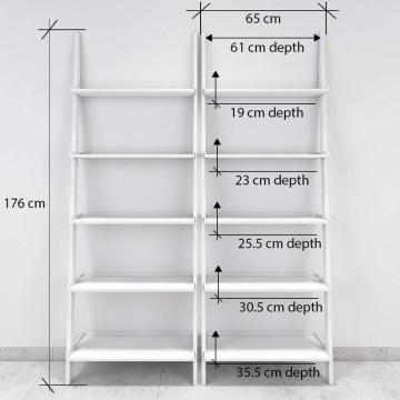 2 Piece Jasper Leaning Bookcase Ladder and Room Organizer Engineered Wood Wall Shelf